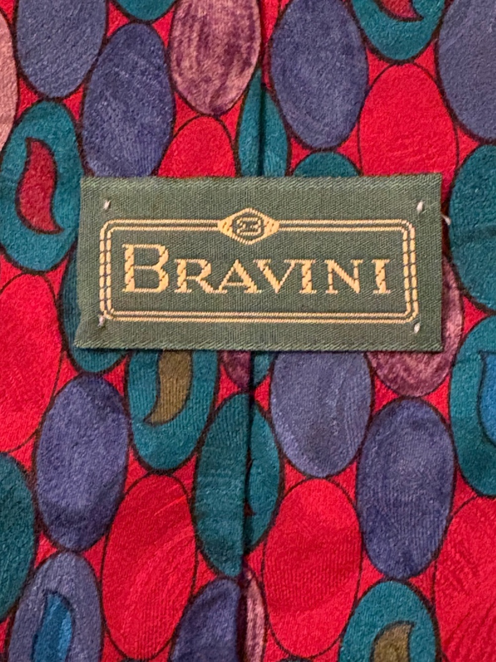 Vintage Bravini 100% Silk Abstract Geometric Men's Tie – Made in USA